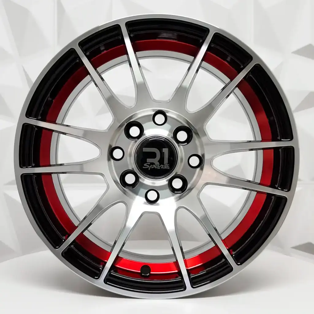 RIN 14X6 4-100/114.3 R1 SPORT RGW40654 BLACK MACHINE FACE+RED UNDERCUT ET35 CB73.1 