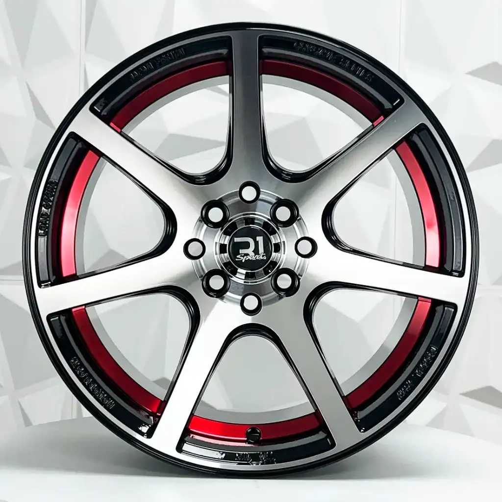 RIN 16X7 4-100/114.3 R1 SPORT 658 BLACK MACHINE FACE RED LINE ET38 CB73.1