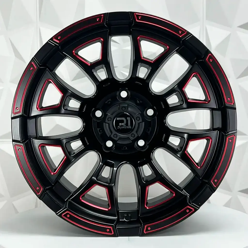 RIN 18X9 6-139.7 R1 SPORT FBX088 MATTE BLACK+MILLING+RED ET0 CB110.1